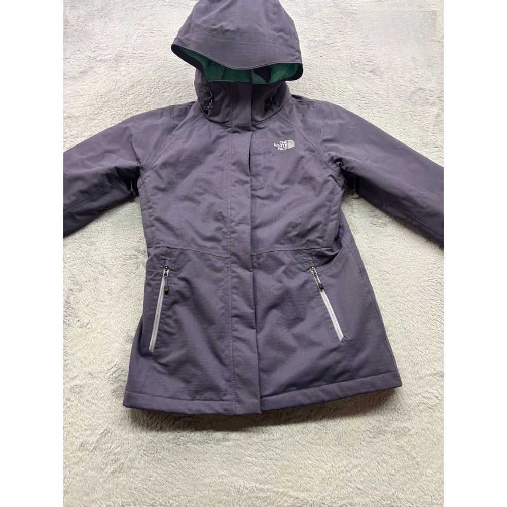 The North Face HyVent Purple Hooded Parka Jacket Womens Small‎ Fleece Lined